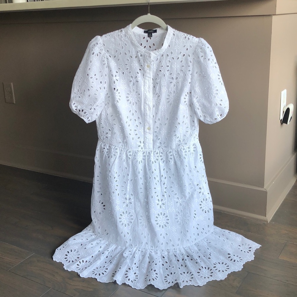 J. Crew white cotton eyelet dress. Size 6.